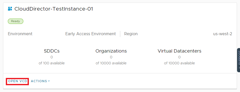 Cloud Director instance menu alt text