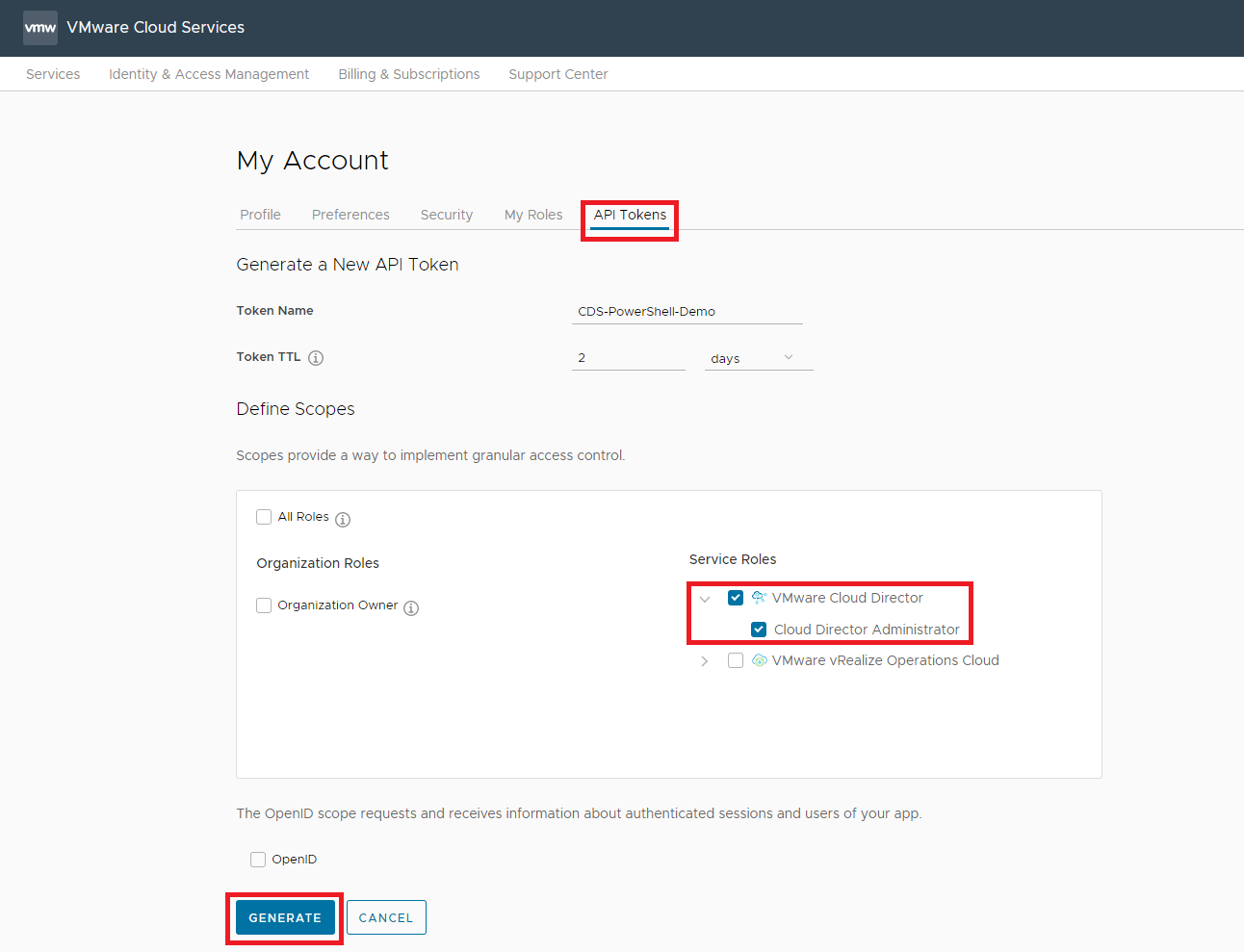 Generate an API Token alt text